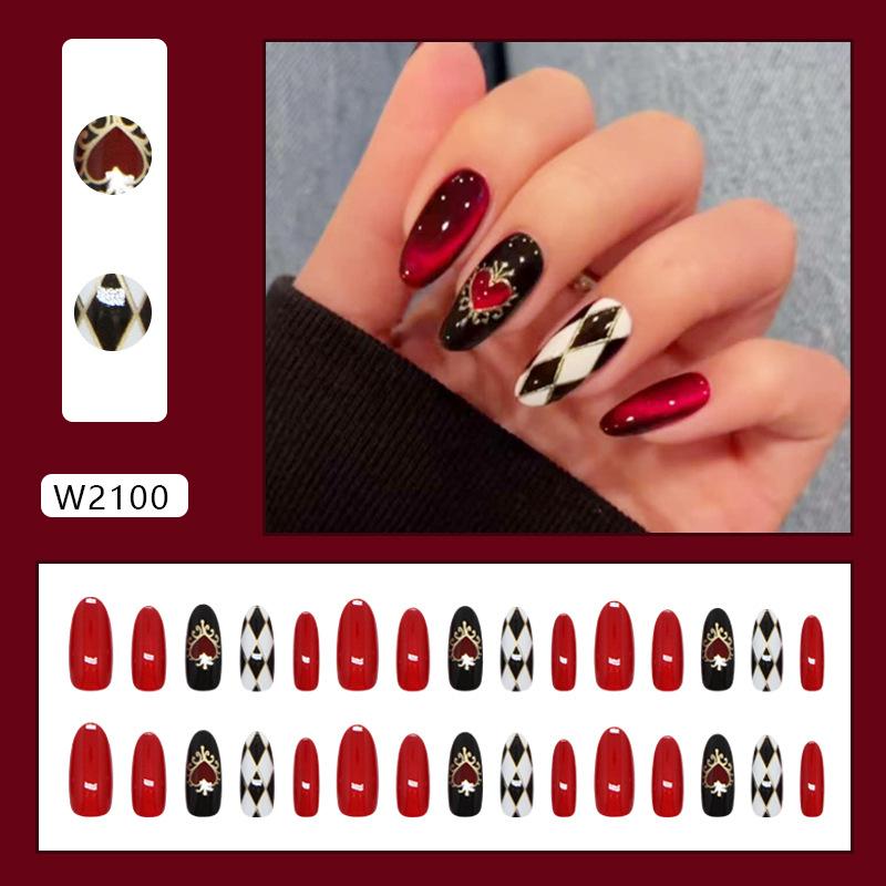 

Стример кошачий глаз любовь черно-белый ромб съемные накладные ногти 30 штук накладные ногти