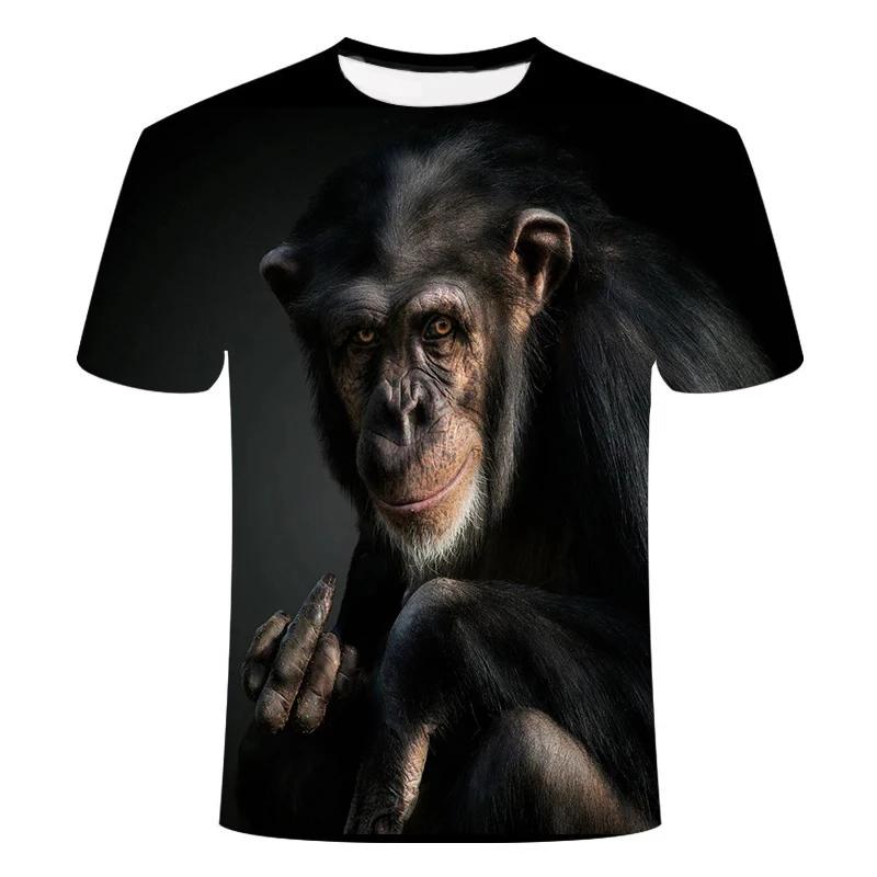 Camisetas com estampa de macaco para crianças, meninos e meninas, camisa casual de verão, roupas infantis de animais, camisetas de manga curta