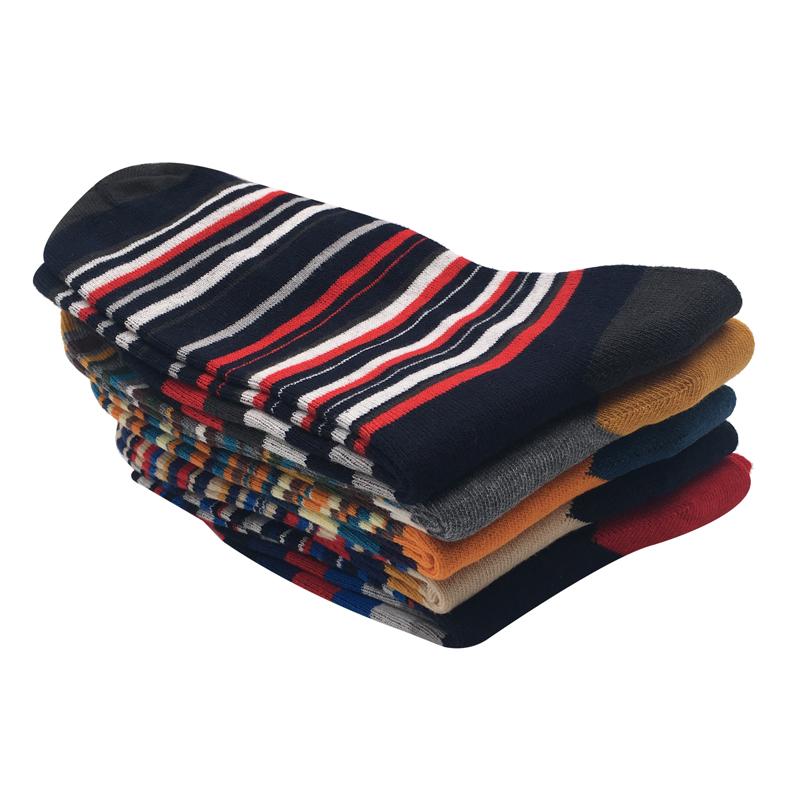 The Latest Casual Men's Socks Color Stripes Five Pairs of Socks Cotton Gift Box US (7-14) , EUR(39-48