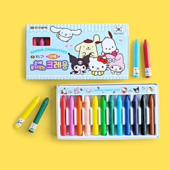 globe chemical Sanrio Characters Wash-Free Crayons (12 Colors / 24 Colors)