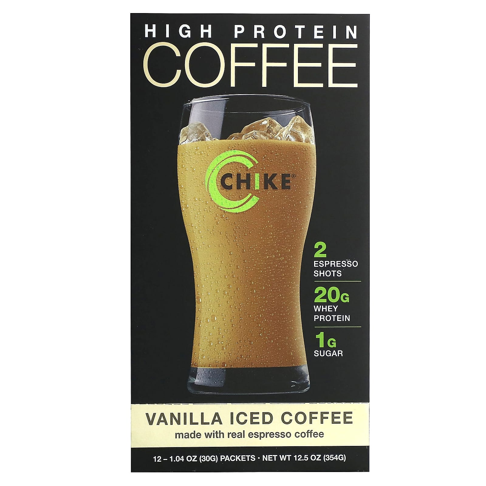 

Chike Nutrition, High Protein Iced Coffee, Vanilla, 12 Packs, 1.04 oz (30 g) Each