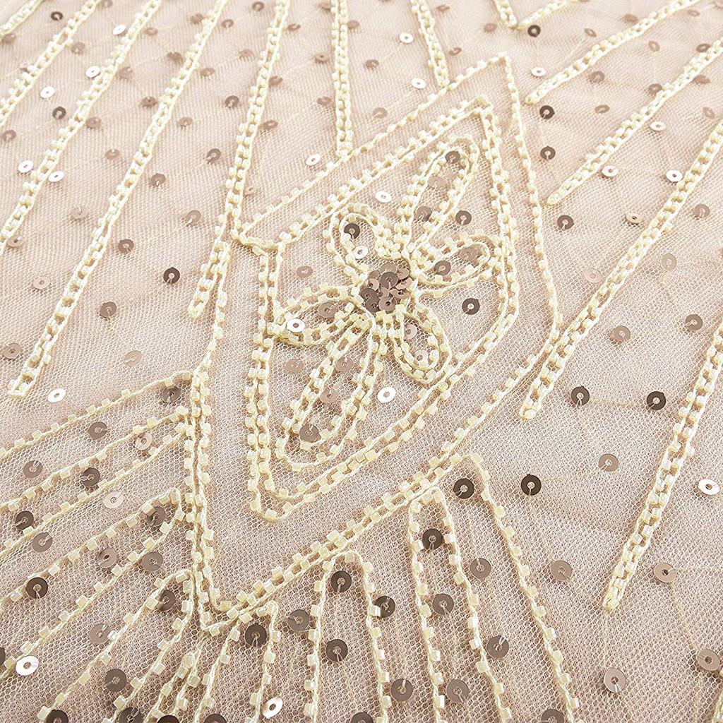 Women Vintage 1920s Bead Fringe Sequin Lace Party Flapper Cocktail Prom Dress