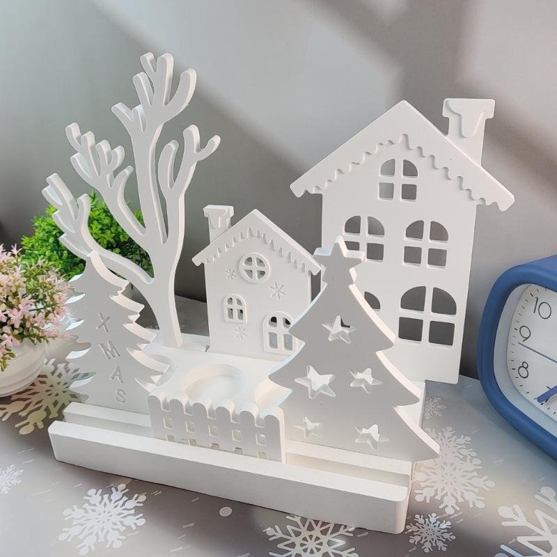 6Pcs Christmas Theme Candle Holder Molds for Candle Holder Plaster Decoration Christmas Decoration Chocolates, Fondant