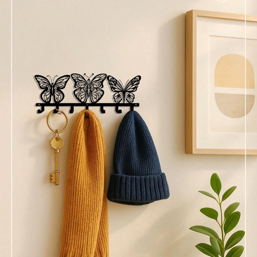 Modern Metal Butterfly Key Holder Vintage Wall Mount Entryway Organizer Holiday Home Decor Gift