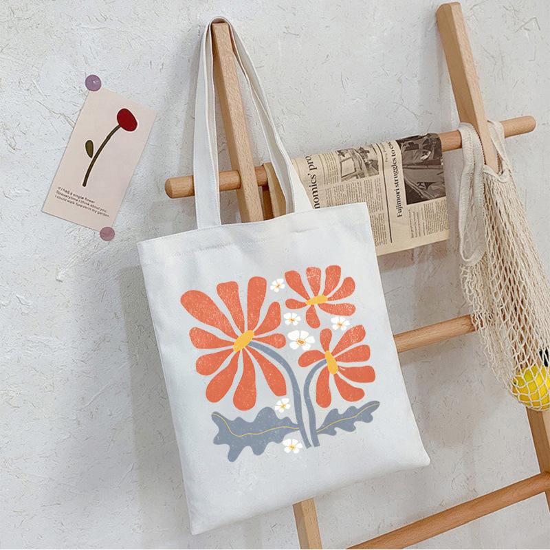 Floral Print Canvas Bag Casual Handbag Women Large Capacity