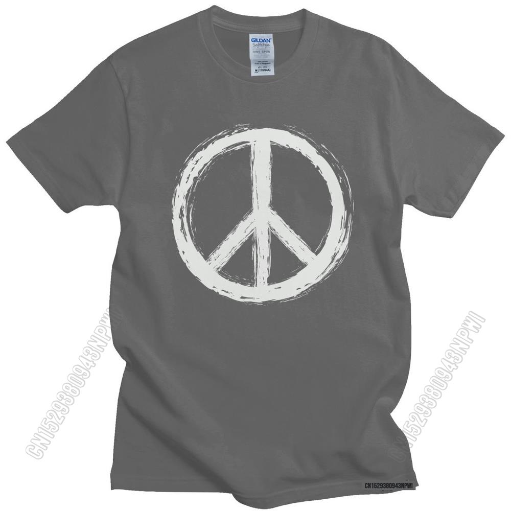Vintage Peace Sign T Shirt Short Sleeve Casual Uniform Tee Tops 100% Cotton Urban Tshirt Slim Fit T-Shirt Merch