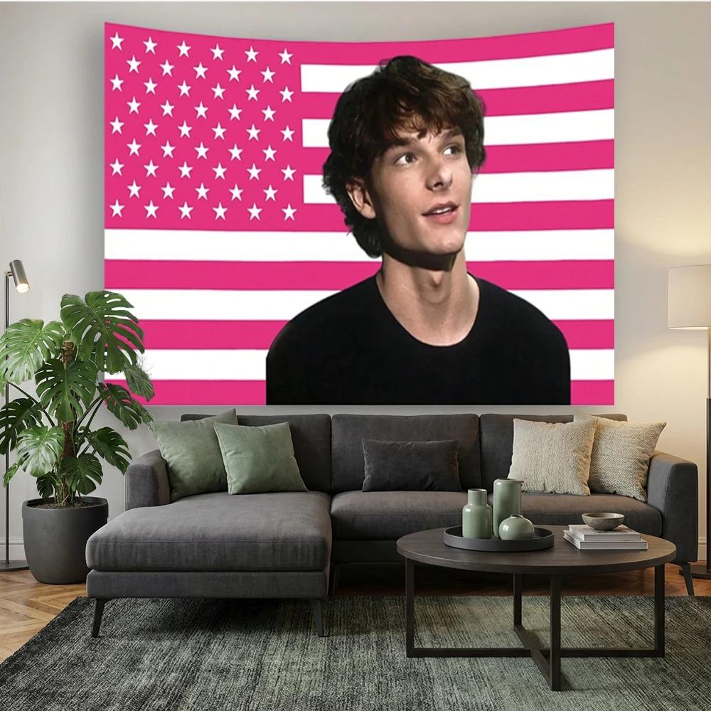 Arazzo Mike Pink Flag, Stampa Ritratto Retro in Poliestere da Appendere a Parete, Decorazione Casa a Tema Meme Virale per Camera da Letto e Dormitorio