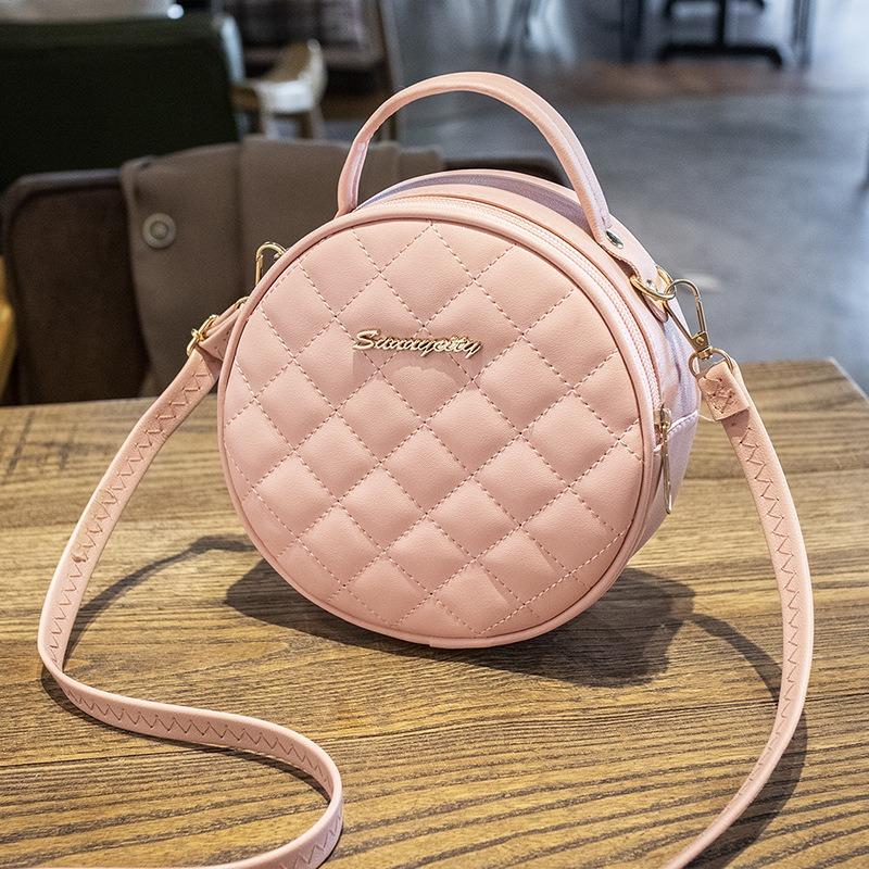 Rhombus embroidered shoulder women's bag new trendy and versatile messenger makeup small round bag