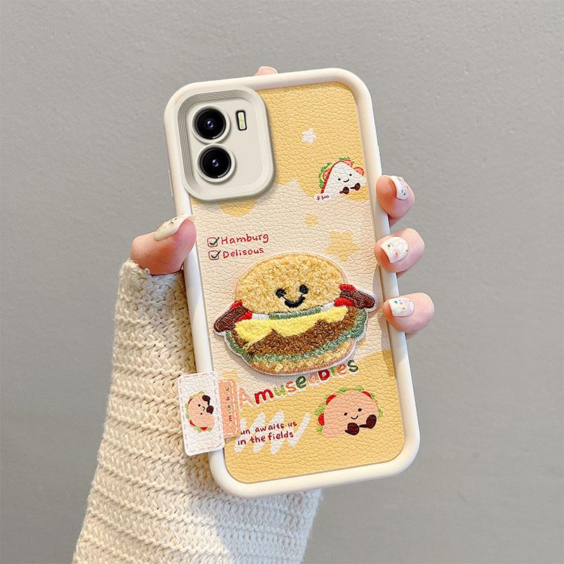 KEYSION Cartoon Cute Plush Embroidery Case for VIVO Y15S Y15A with Lanyard Soft Silicone Shockproof Phone Cover for VIVO Y16 Y01
