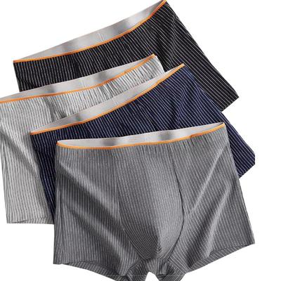 Hengyuanxiang Men's Antibacterial Striped Boxer Briefs