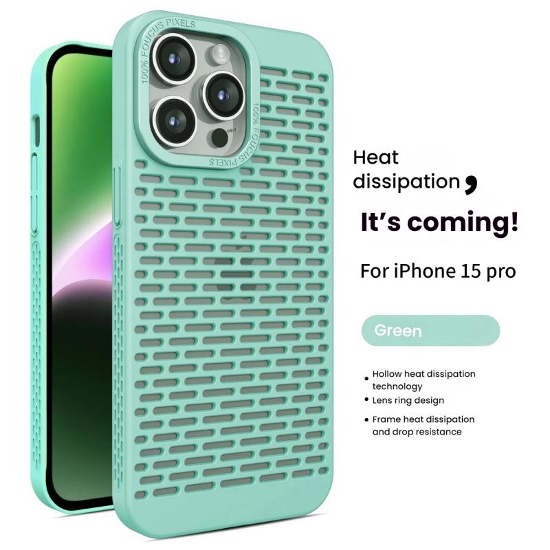 Hollow Out Cooling Heat Dissipation Phone Case For iPhone 16 15 14 Plus 13 12 11 Pro Max Metal Lens Protective Breathable Cover