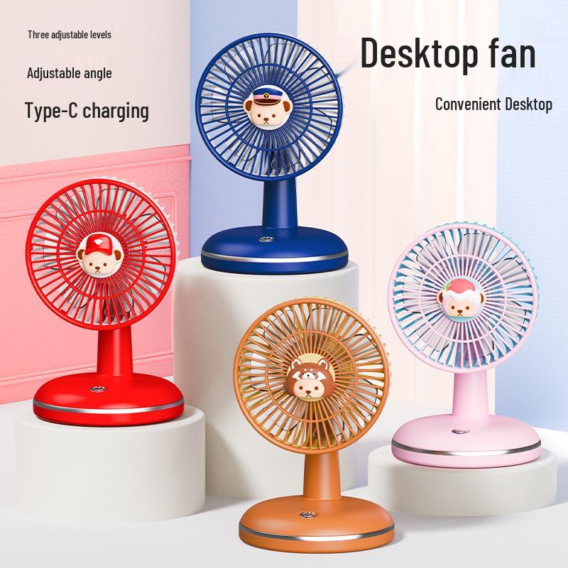 USB Rechargeable Cartoon Desktop Fan – Portable for Dorms & Offices, Ideal Gift