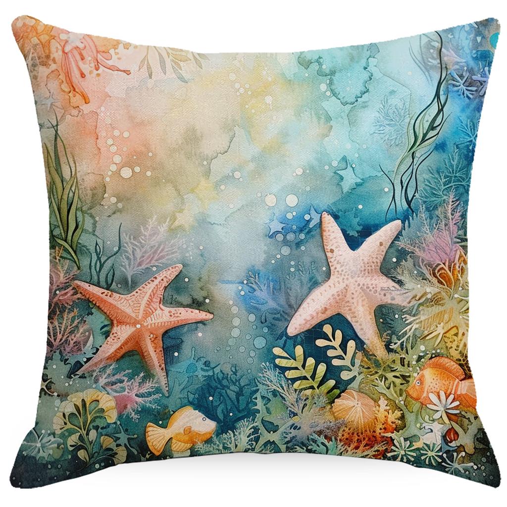 Colorful Marine Life Shell Pillowcase Summer Holiday Beach Hotel Decorative Cushion Cover