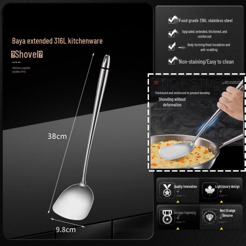 316 Stainless Steel Food Grade Stir-Fry Spatula and Spoon Kitchen Utensil Set