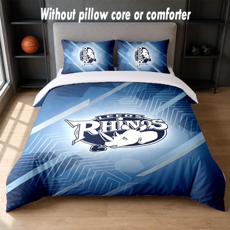 Leeds Rhinos Design Set Biancheria da Letto 1 Copripiumino + 2 Federe Morbido Traspirante Biancheria da Letto per la Casa
