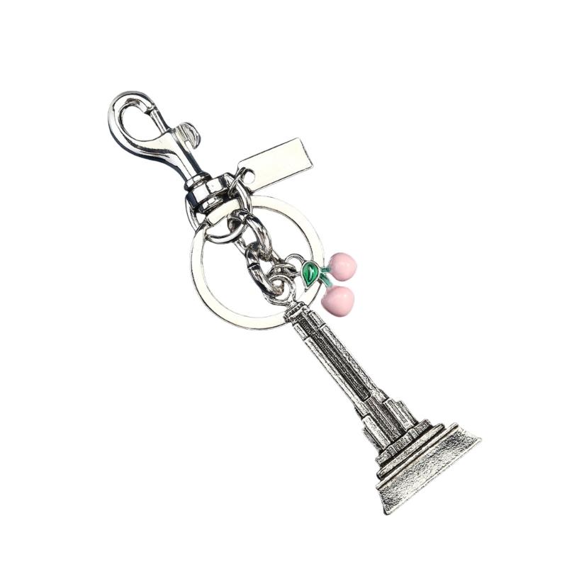 Vibrant Cherry Tower Keychain Colorful Sturdy Alloy Fashion Accessory Stylish Bag Hanging Ornament For Bags Gifts