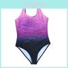 Stylish Women's Summer Halter One Piece Back Cross Swimsuit Bikini In Vibrant Gradient Plus Print