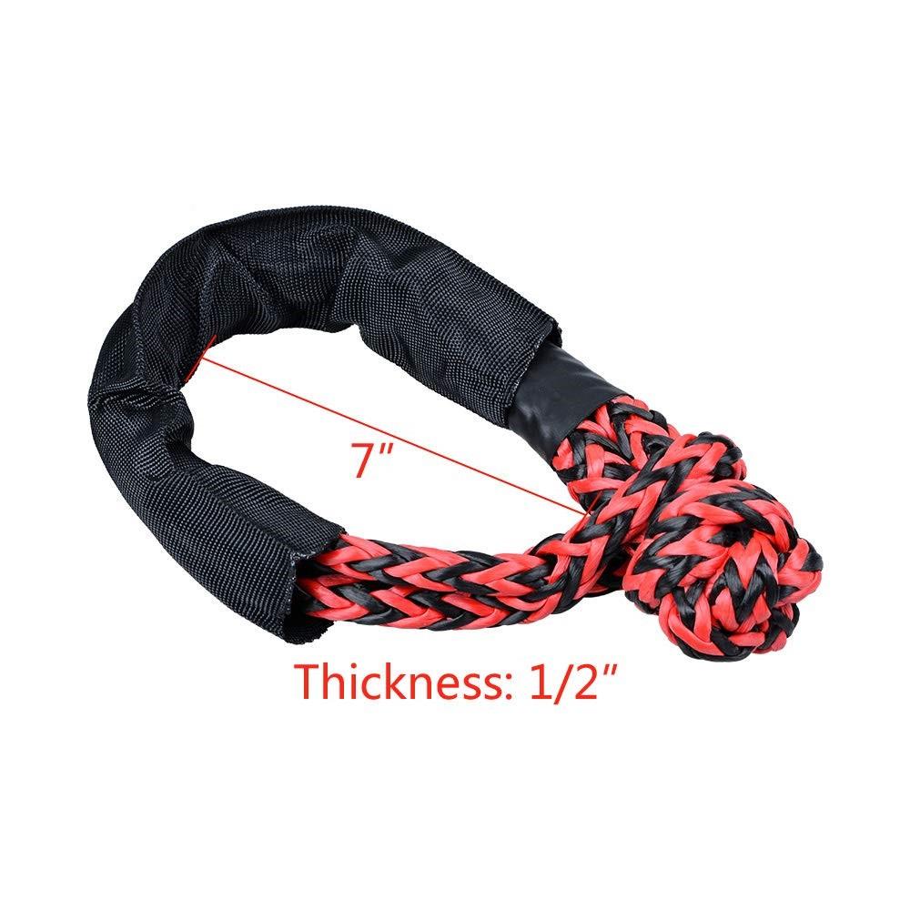 Mixture Color 12mm UHMWPE Soft Shackle 17 Tons Breaking Force Towing Strap 2 Pieces ARCTICSUN Brand 6 Month Warranty for