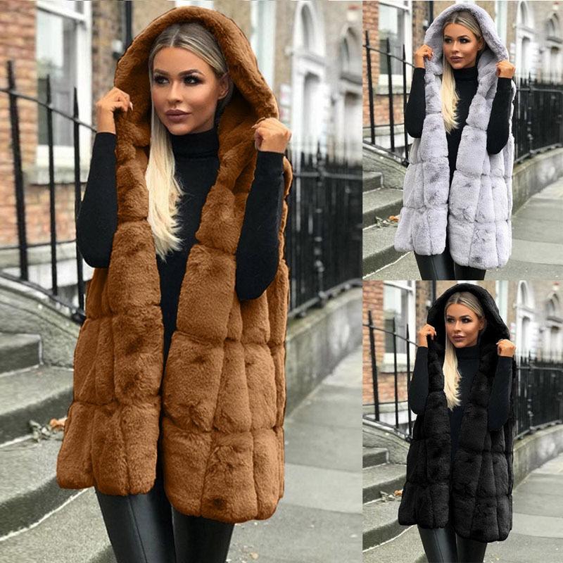2026 Nuovo Gilet con Cappuccio in Ecopelliccia da Donna, Giacca Corta Senza Maniche in Peluche Moda Invernale, Capo d'Abbigliamento Chic