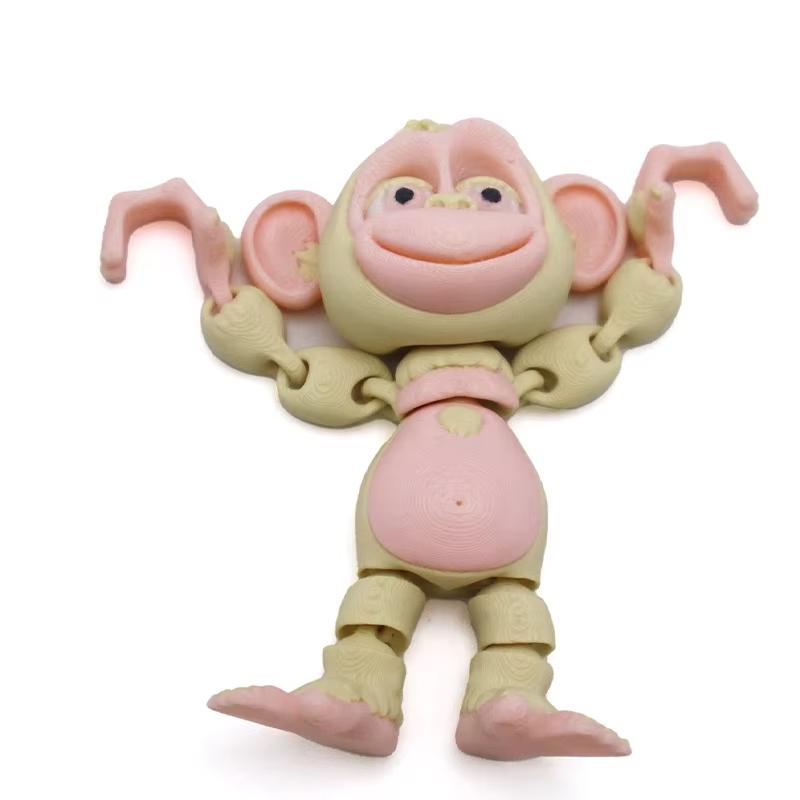 3D Printed Articulated Monkey Figurine Multi Jointed Model Animal Toy Collectible Desk Ornament