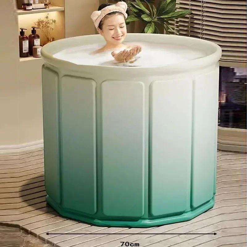 Foldable Bath Tub Portable Bathtub Full Body Thickened Bath Bucket for Children and Adults Long Term Temperature Locked Bathtub