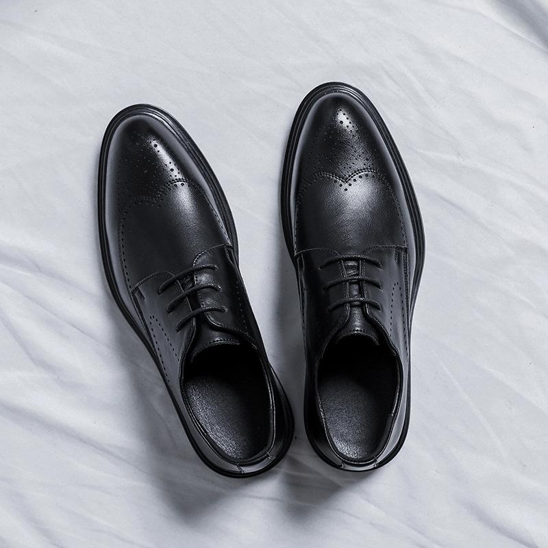 Autumn And Winter Lace-Up Men'S Leather Shoes British Korean Version Of Business Brock Engraved Breathable Men'S Shoes 9628-R