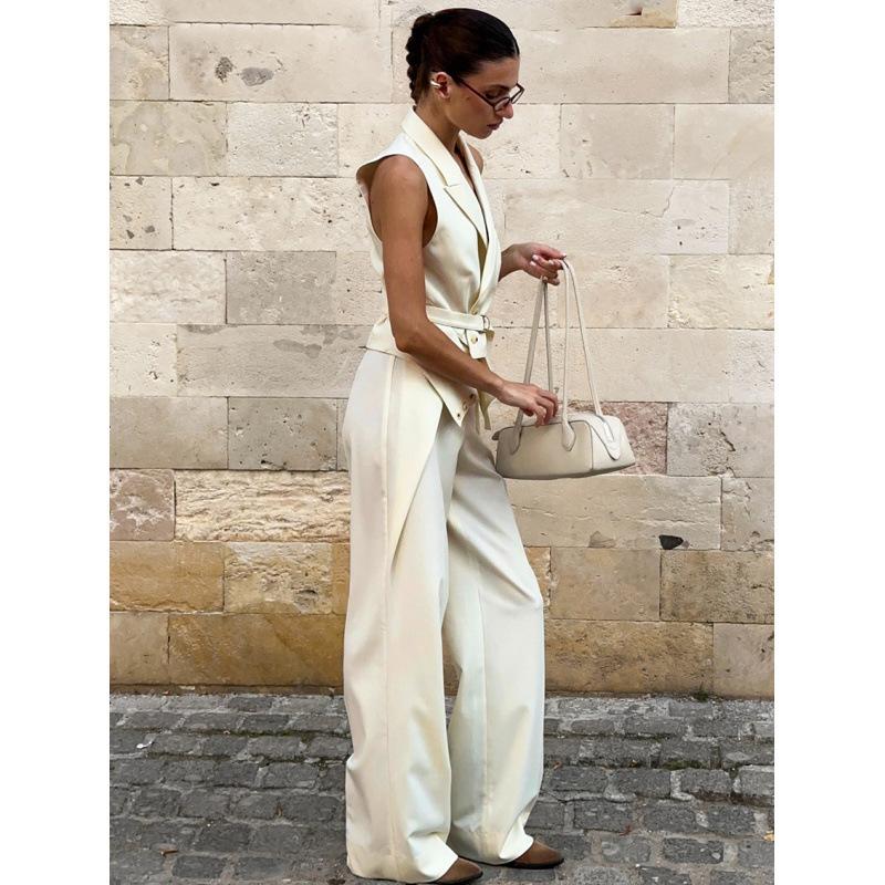 Europe, America 1116 autumn and winter new design sense fashion temperament commuter sleeveless top loose trousers two-piece set
