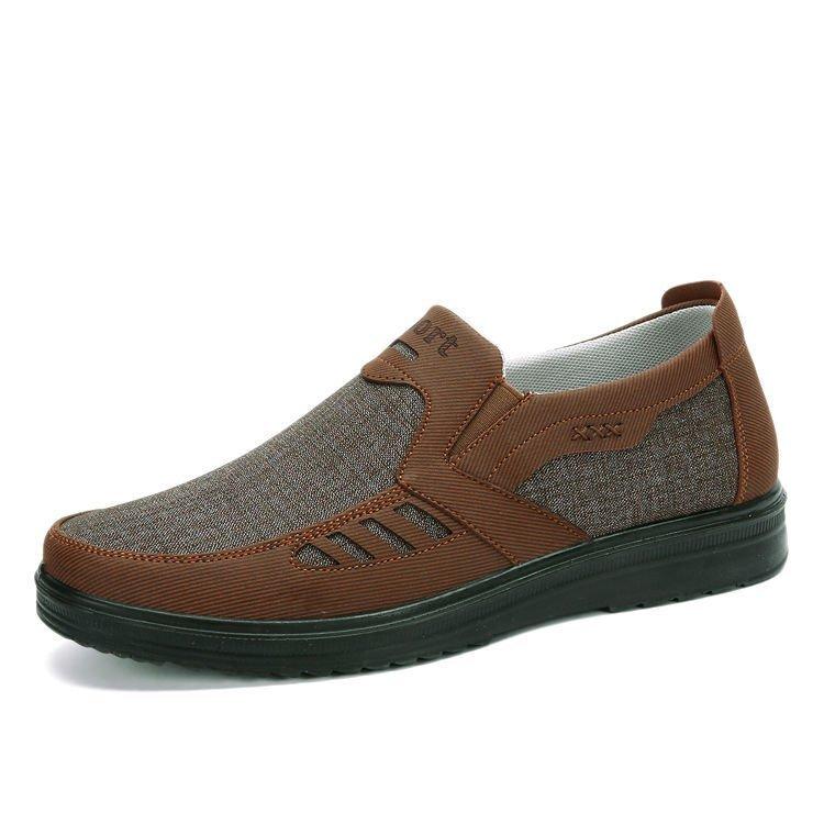 Mens Canvas Slip On Loafer Orthopedic Pain Relief Breathable Soft Sole Flats Shoes Outdoor Lightweight Non-slip Walking Shoes