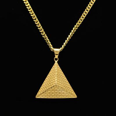 Hip hop 18 k altın kaplama antik Mısır piramit kolye Mısır Yunan anahtar tasarım kolye