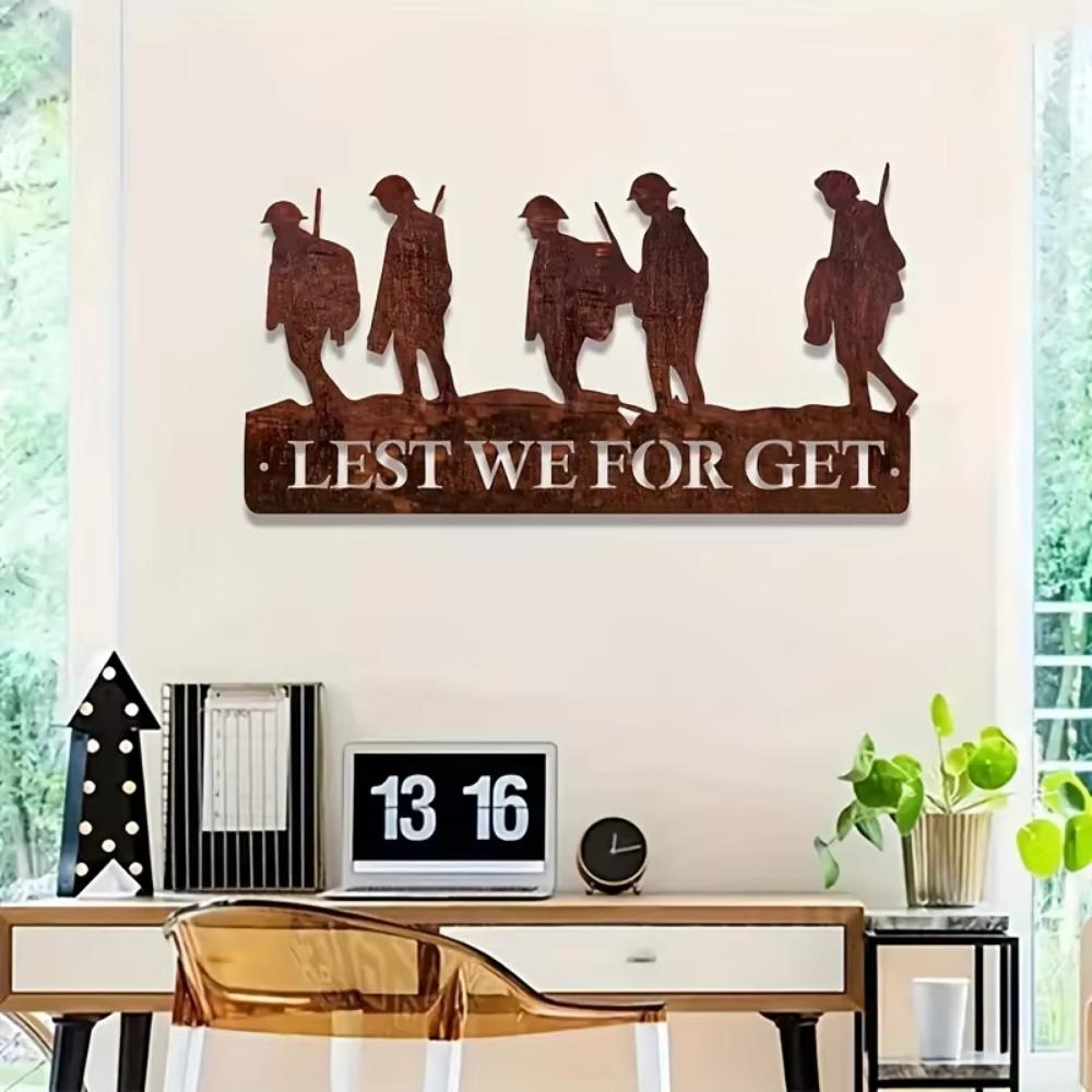 1pc, Home Decoration Metal Rust Military Indoor Outdoor Wall Decoration Pendant Iron Art Silhouette