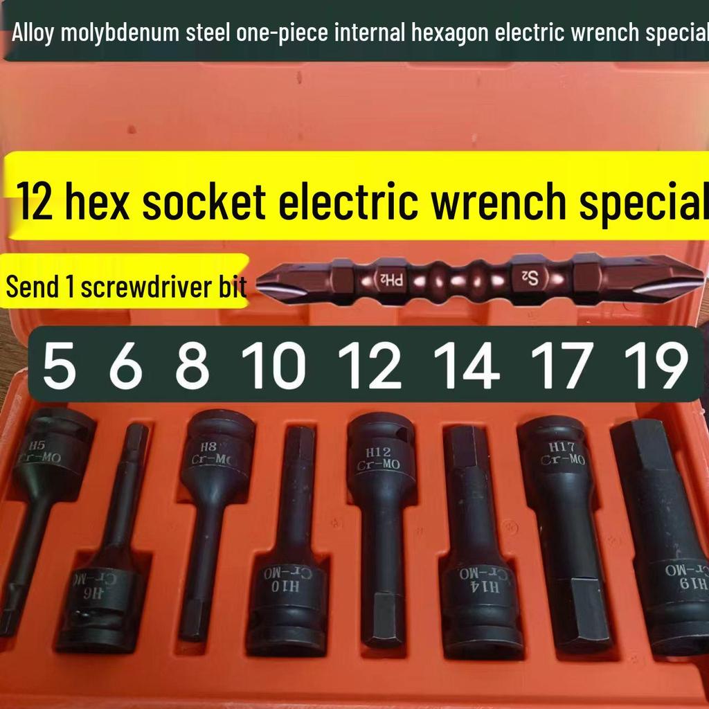 Sechskant 1/2 Druckluft-Schlagschrauber & Einteiliger Bit Pneumatik-Schraubendreher-Satz