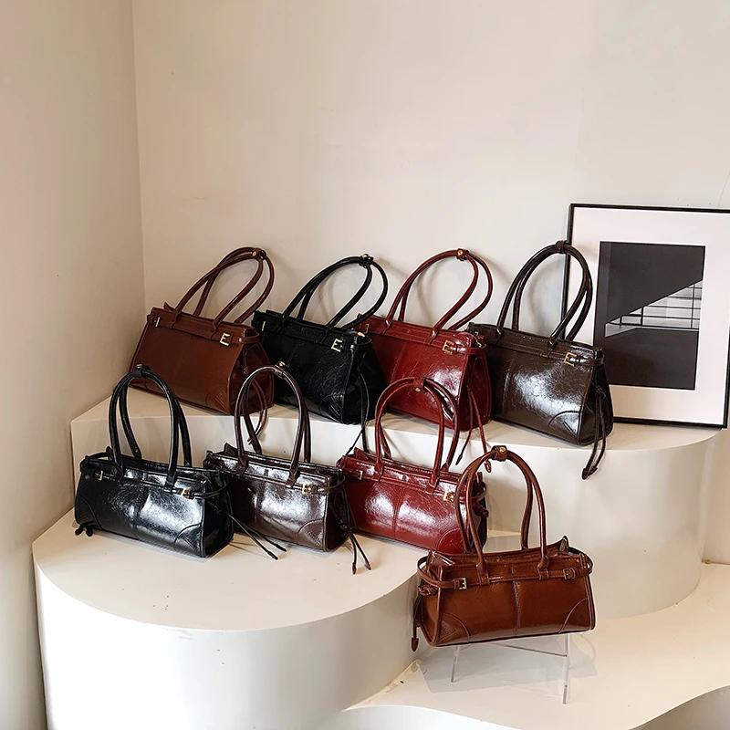 PU Leather Underarm Bags Lady Shoulder Bag for Women 2024 Winter New Fashion Y2K Tote Bags Retro Handbags and Purses