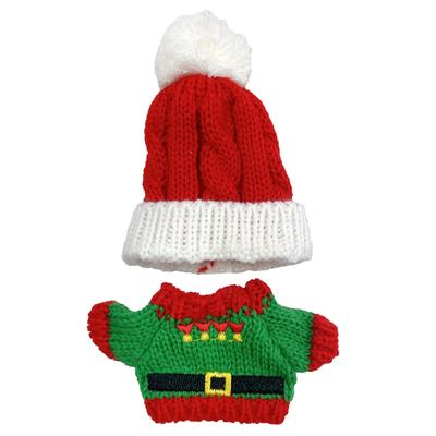Christmas Sweater & Knit Hat Set for 10cm Santa Plush Toy, Kigurumi, Accessories, Otaku, Doll, Mascot, Kpopdoll Costume [Used]