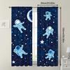 Set Of 2 Glowing Curtains Featuring Space Planets Stars Designed Effortless Installation Creating Curtain With Rod Pocket Polyester