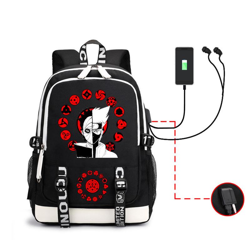 Anime Rucksack Mode Street Trend Herren Große Kapazität USB Kopfhörer Computertasche