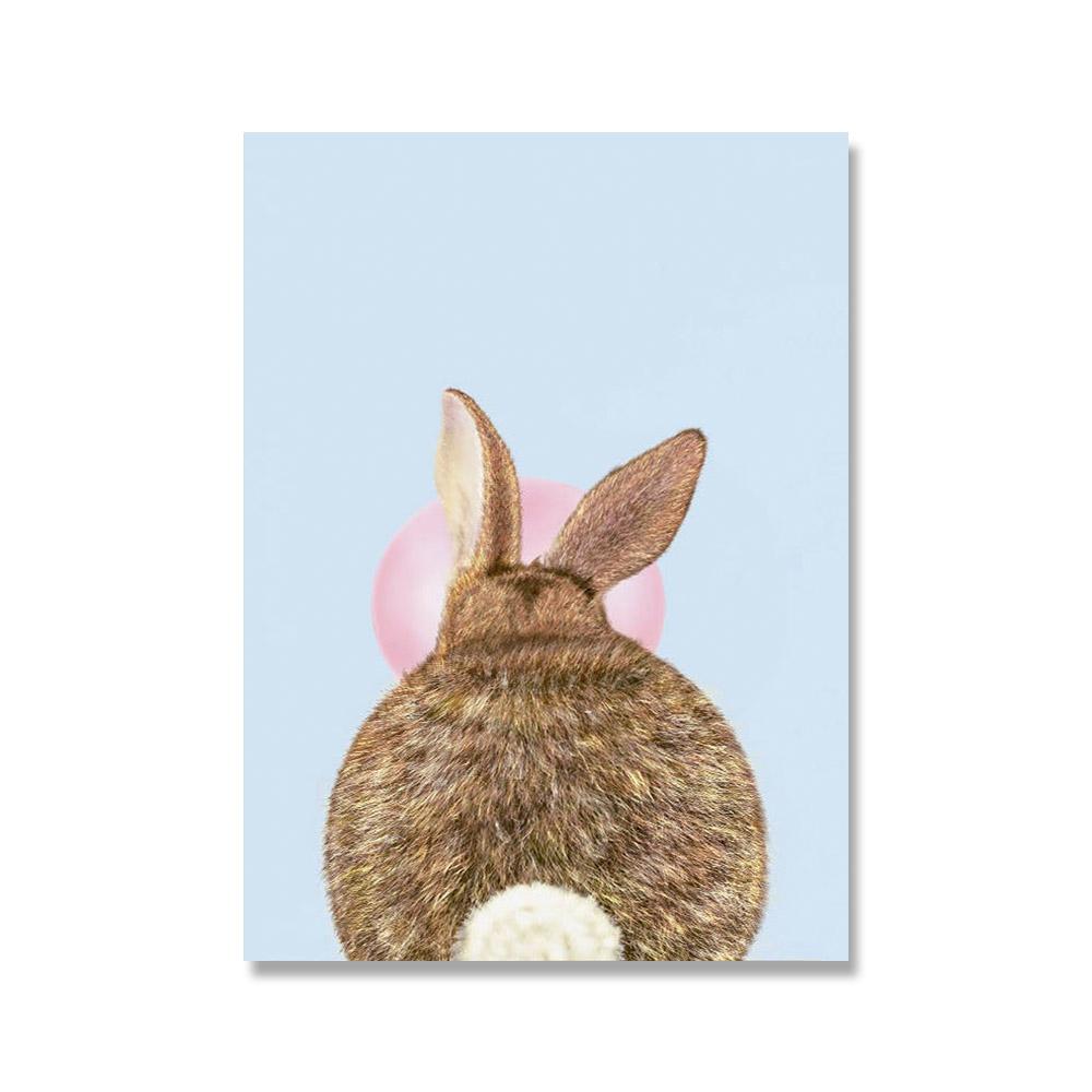

Кролик, жевательная резинка, художественные постеры, синий, розовый, детская настенная живопись на холсте, настенная картина, детские животные, кролик, декор для детской комнаты 21x30cm No Framed