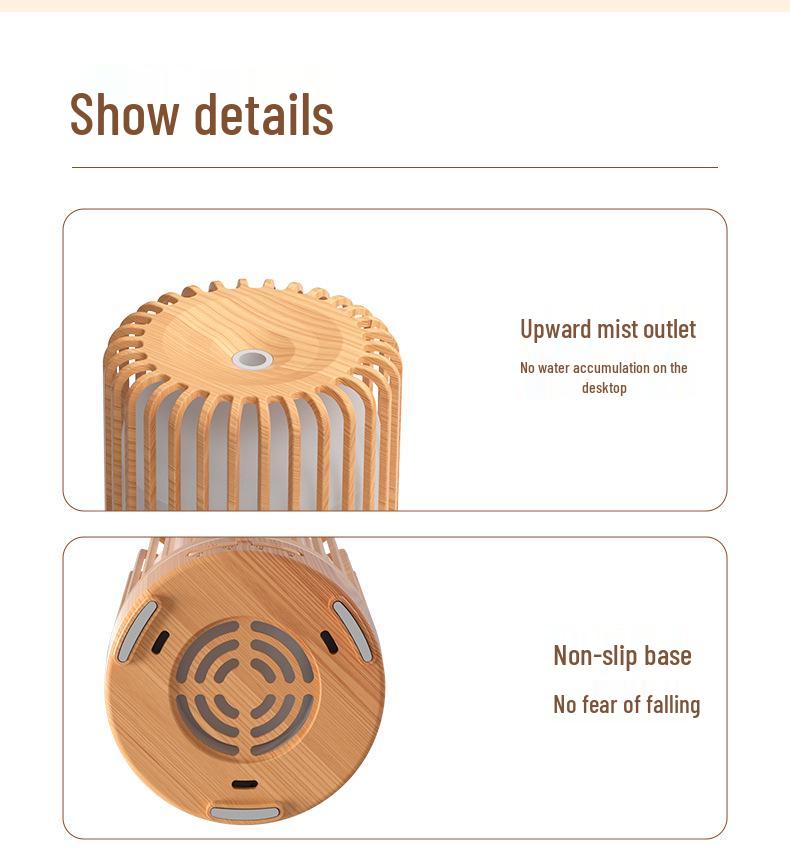 Wood Grain Ultrasonic Aroma Diffuser for Bedroom - Silent Essential Oil Humidifier