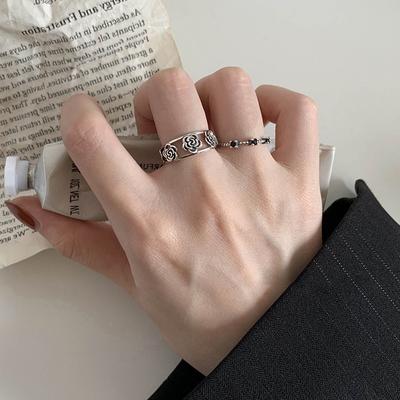 Retro Rosenring im Hongkong-Stil Offener Ring Damen Nische Einzigartige Persönlichkeit Mode Temperament Elegant Vielseitiger Ring Ring