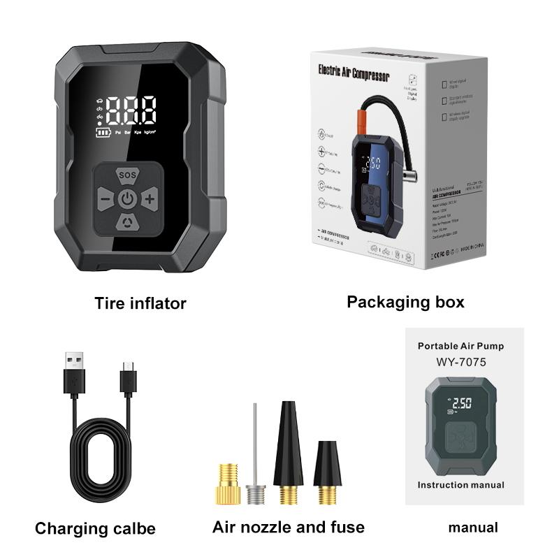 

YIJU Tire Inflator Portable Air Compressor For Car Sports Balls Auto For Car Tires 150PSI Power Battery Bicycle Pump Cordless Battery Powered