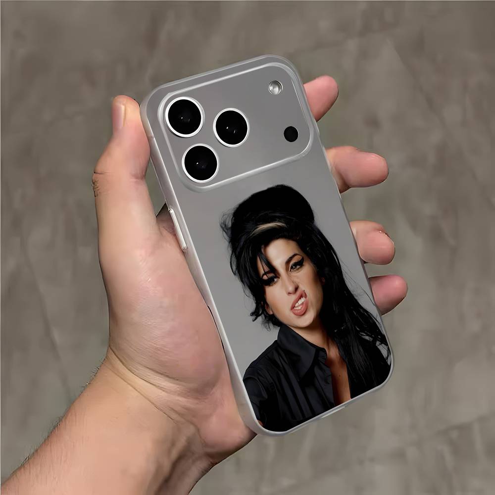 

A-Amy Winehouse Singe Transparent White Phone Case For iPhone 17,16,15,14,13,12,11,Pro,Max,Plus Magnetic Wireless Charging iPhone17