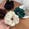 Elegant Pleated Cream Puff Scrunchie: High-Class Retro Elastic Hair Tie for Loose Ponytails