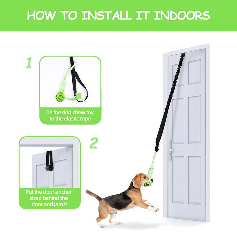 Interactive Dog Toy Spring Rope Dogs Outdoor and Indoor Hanging Pull Rope Ball Bite Resistant Chew Toys Training Pet Accessories
