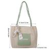 Solid Color Beach Shoulder Bag Balletcore Women Handbag Fashion Straw Woven Tote Bag  Ladies