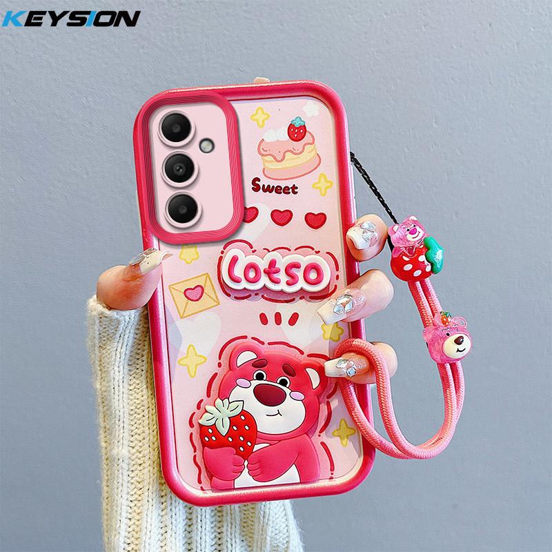 KEYSION Shockproof Case for Samsung S25 FE 5G with Lanyard Soft Silicone Cute 3D Cartoon Doll Phone Back Cover for Galaxy S25 FE