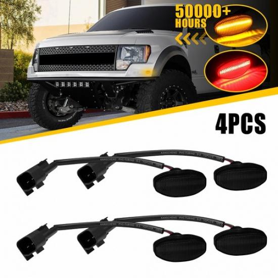 LED Side Marker Lights For 2010-13 2014 Ford F-150 Raptor Front Rear Smoked EXV