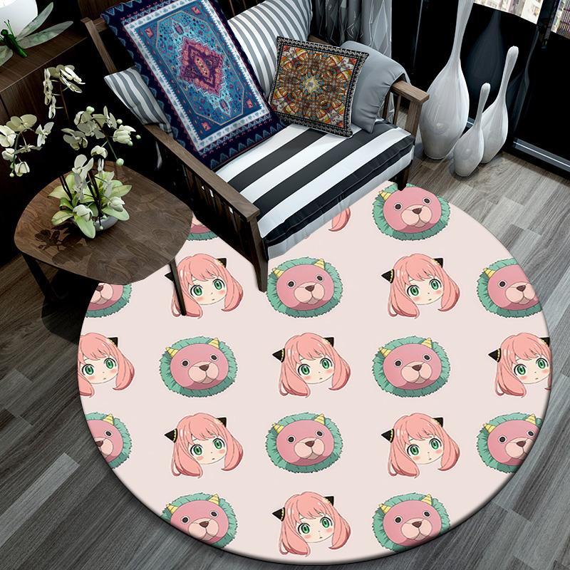 Spy x Family3 Round Area Rug,Carpet Rug for Living Room Bedroom Sofa Playroom Decor,Non-slip Floor Mat