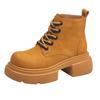 2025 Women's Retro British Style Hidden Heel Ankle Boots - Thick-Soled, Versatile Autumn Martin Boots In Classic Big Yellow.