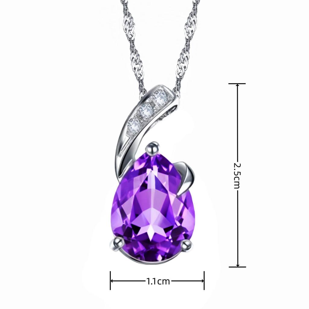 Yi Hua Amethyst Heart Crystal Pendant Necklace for Women