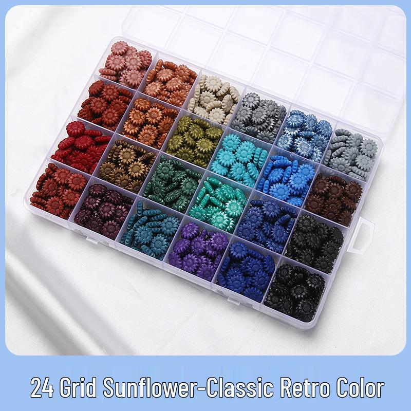 Sunflower Sealing Wax Granules In Transparent Box - Grid-Style Set with 10/15/24 Colors for Stamps