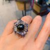 Tiktok Cross-border Australian Fritillary Pearl Micro Set Blue Ring Fashion Adjustable